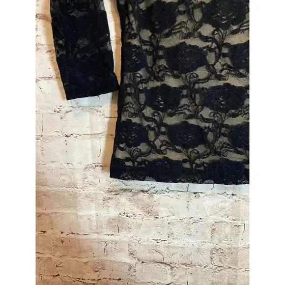 Jessica Max U.S.A. Top Womens Medium Black All Over Lace Fairy Whimsigoth Grunge - Picture 2 of 12